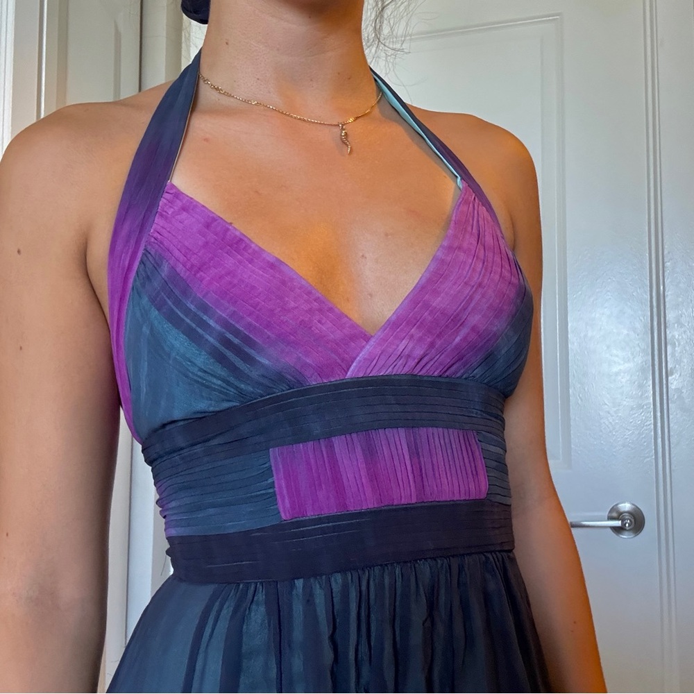 Vintage BCBGMaxAzria Purple and Blue Backless Dress